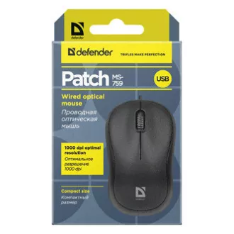 Defender Patch MS-759 egér vezetékes, fekete, 1000DPI Defender Patch MS-759 egér vezetékes, fekete, 1000DPI