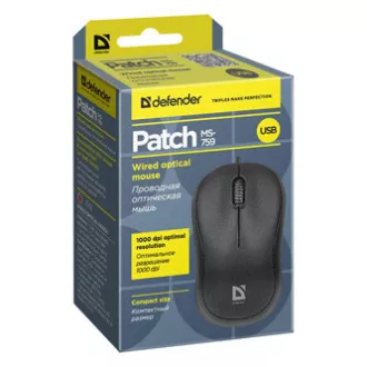 Defender Patch MS-759 egér vezetékes, fekete, 1000DPI Defender Patch MS-759 egér vezetékes, fekete, 1000DPI
