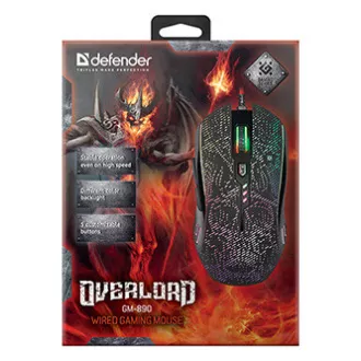 Defender OverLord GM-890 egér vezetékes, fekete, 3200DPI