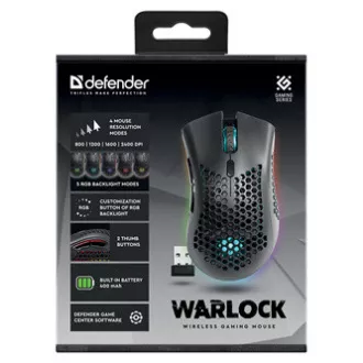 Defender Warlock GM-709L egér vezeték nélkül, fekete, 2400DPI