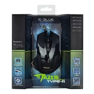 E-blue Mazer R egér vezetékes, fekete, 2400DPI