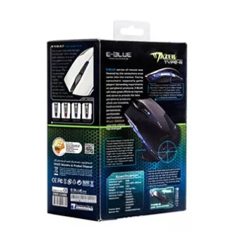 E-blue Mazer R egér vezetékes, fekete, 2400DPI