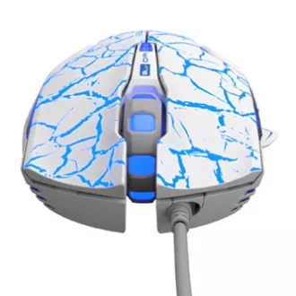 E-blue Mazer Pro egér vezetékes, fehér-kék, 2500DPI, e-box
