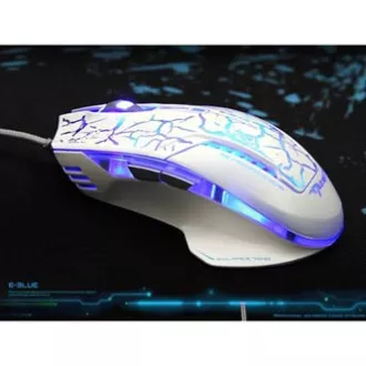 E-blue Mazer Pro egér vezetékes, fehér-kék, 2500DPI, e-box