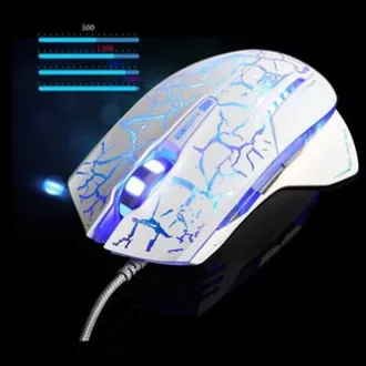 E-blue Mazer Pro egér vezetékes, fehér-kék, 2500DPI, e-box