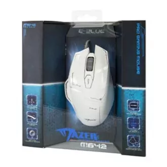 E-blue Mazer egér vezetékes, fehér, 2500DPI