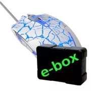 E-blue Cobra egér vezetékes, fehér-kék, 2500DPI, e-box