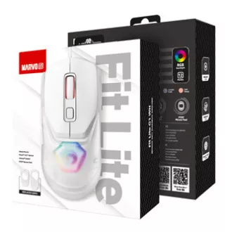 Marvo FIT LITE G1 egér vezetékes, fehér, 12000DPI,   AJÁNDÉK