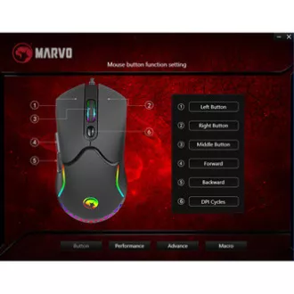 Marvo M359 egér vezetékes, fekete, 3200DPI