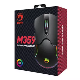 Marvo M359 egér vezetékes, fekete, 3200DPI
