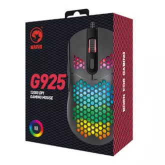 Marvo G925 egér vezetékes, fekete, 12000DPI