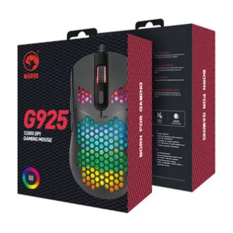 Marvo G925 egér vezetékes, fekete, 12000DPI