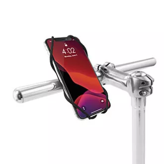 Mobiltelefon-tartó Bone Bike Tie 3, kerékpárhoz, állítható méret, fekete, 4,7-7,2", szilikon, kormányra rögzíthető, fekete