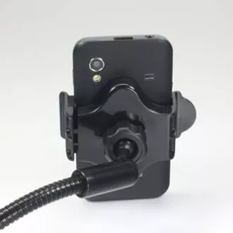 Tartó mobiltelefonhoz, PDA, GPS Logo csuklós, autóhoz, állítható szélességű, fekete, műanyag, USB adapterrel 1,5 A, fekete, mobiltelefonhoz