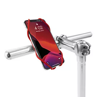 Mobiltelefon-tartó Bone Bike Tie 3, kerékpárhoz, állítható méret, piros, 4,7-7,2", szilikon, kormányra rögzíthető, piros