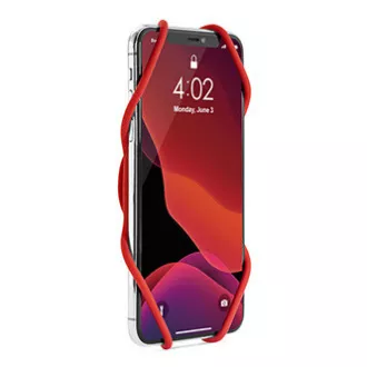 Mobiltelefon-tartó Bone Bike Tie 3, kerékpárhoz, állítható méret, piros, 4,7-7,2", szilikon, kormányra rögzíthető, piros