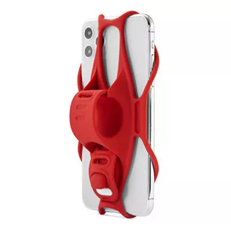 Mobiltelefon-tartó Bone Bike Tie 3, kerékpárhoz, állítható méret, piros, 4,7-7,2", szilikon, kormányra rögzíthető, piros