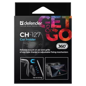 CH-127 Defender mágneses autós tartó, ventGrip, fekete-ezüst, műanyag, szellőzéshez, fekete-ezüst, mobilhoz