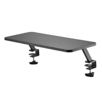 Monitor állvány, asztalra rögzíthető, fekete, acél, forgácslap, 20 kg teherbírású, Powerton, ergo