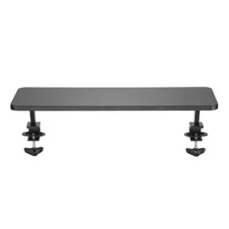 Monitor állvány, asztalra rögzíthető, fekete, acél, forgácslap, 20 kg teherbírású, Powerton, ergo