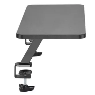 Monitor állvány, asztalra rögzíthető, fekete, acél, forgácslap, 20 kg teherbírású, Powerton, ergo