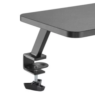 Monitor állvány, asztalra rögzíthető, fekete, acél, forgácslap, 20 kg teherbírású, Powerton, ergo
