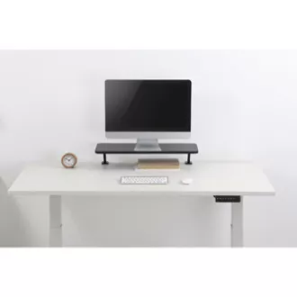 Monitor állvány, asztalra rögzíthető, fekete, acél, forgácslap, 20 kg teherbírású, Powerton, ergo