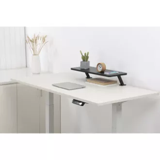 Monitor állvány, asztalra rögzíthető, fekete, acél, forgácslap, 20 kg teherbírású, Powerton, ergo
