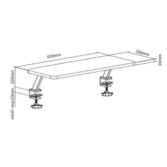 Monitor állvány, asztalra rögzíthető, fekete, acél, forgácslap, 20 kg teherbírású, Powerton, ergo