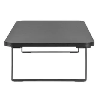 Monitorállvány, billentyűzetrekesz, gyors összeszerelés, fekete, acél, forgácslap, 20 kg teherbírás, Powerton, ergo