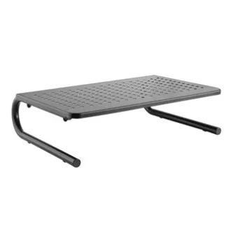 Monitorállvány, billentyűzetrekesszel, fekete, acél-műanyag, 20 kg teherbírású, Powerton, ergo Monitorállvány, billentyűzetrekesszel, fekete, acél-műanyag, 20 kg teherbírású, Powerton, ergo