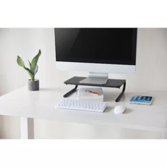 Monitorállvány, billentyűzetrekesszel, fekete, acél-műanyag, 20 kg teherbírású, Powerton, ergo Monitorállvány, billentyűzetrekesszel, fekete, acél-műanyag, 20 kg teherbírású, Powerton, ergo