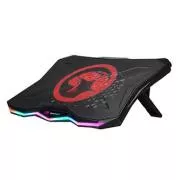 Laptop állvány, FN-40, színes háttérvilágítással, ventilátorral, fekete-piros, Marvo, 2 portos hubbal, ELADÓ
