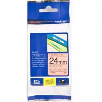 Brother eredeti címkenyomtató szalag, Brother, TZE-B51, fekete nyomtatás/jelző narancssárga hátlap, laminált, 5m, 24mm