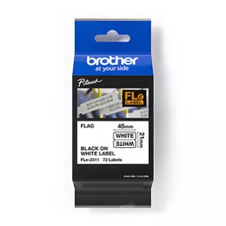 Brother eredeti címkenyomtató szalag, Brother, FLE-2511, fekete nyomtatás/fehér hátlap, laminálatlan, 21mm, 45mm x 10.5mm, 72db