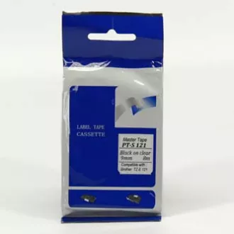 Mesterszalag-kompatibilis. címkenyomtató szalag, Brother, PT-S121, fekete nyomtatás/átmenő hátlap, laminálatlan, 8m, 9mm Mesterszalag-kompatibilis. címkenyomtató szalag, Brother, PT-S121, fekete nyomtatás/átmenő hátlap, laminálatlan, 8m, 9mm