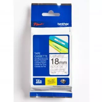 Brother eredeti címkenyomtató szalag, Brother, TZE-141, fekete nyomtatás/áteresztő hátlap, laminált, 8m, 18mm