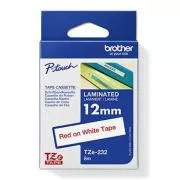 Brother eredeti címkenyomtató szalag, Brother, TZE-232, piros nyomtatás/fehér hátlap, laminált, 8m, 12mm