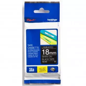 Brother eredeti címkenyomtató szalag, Brother, TZE-345, fehér nyomtatás/fekete hátlap, laminált, 8m, 18mm