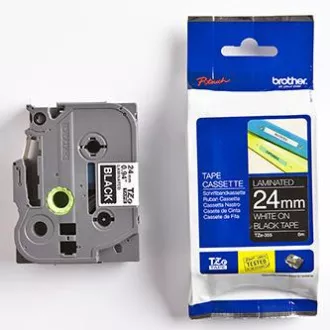 Brother eredeti címkenyomtató szalag, Brother, TZE-355, fehér nyomtatás/fekete hátlap, laminált, 8m, 24mm