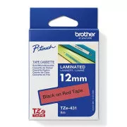 Brother eredeti címkenyomtató szalag, Brother, TZE-431, fekete nyomtatás/piros hátlap, laminált, 8m, 12mm