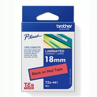 Brother eredeti címkenyomtató szalag, Brother, TZE-441, fekete nyomtatás/piros hátlap, laminált, 8m, 18mm