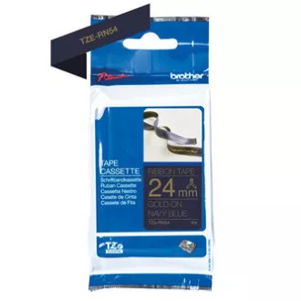 Brother eredeti címkenyomtató szalag, Brother, TZE-RN54, arany nyomtatás/sötétkék hátlap, textil, 4m, 24mm Brother eredeti címkenyomtató szalag, Brother, TZE-RN54, arany nyomtatás/sötétkék hátlap, textil, 4m, 24mm