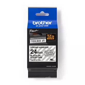 Brother eredeti címkenyomtató szalag, Brother, TZE-S151, fekete nyomtatás/áteresztő hátlap, laminált, 8m, 24mm, extrém adh