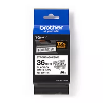 Brother eredeti címkenyomtató szalag, Brother, TZE-S261, fekete nyomtatás/fehér hátlap, laminált, 8m, 36mm, rendkívül ragadós
