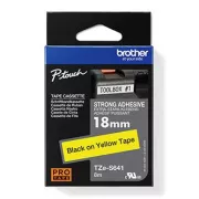 Brother eredeti címkenyomtató szalag, Brother, TZE-S641, fekete nyomtatás/sárga hátlap, laminált, 8m, 18mm, rendkívül ragadós
