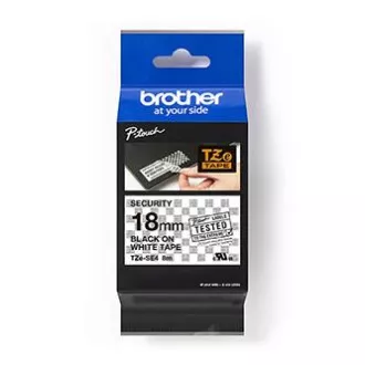 Brother eredeti címkenyomtató szalag, Brother, TZE-SE4, fekete nyomtatás/fehér hátlap, laminált, 8m, 18mm, tömítés