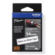 Brother eredeti címkenyomtató szalag, Brother, TZE-FX251, fekete nyomtatás/fehér hátlap, laminált, 8m, 24mm, rugalmas