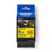 Brother eredeti címkenyomtató szalag, Brother, TZE-FX611, fekete nyomtatás/sárga hátlap, laminált, 8m, 6mm, rugalmas