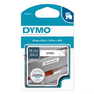 Dymo eredeti címkenyomtató szalag, Dymo, 16960, S0718070, fekete nyomtatás/fehér hátlap, 5,5m, 19mm, D1, speciális - tartós
